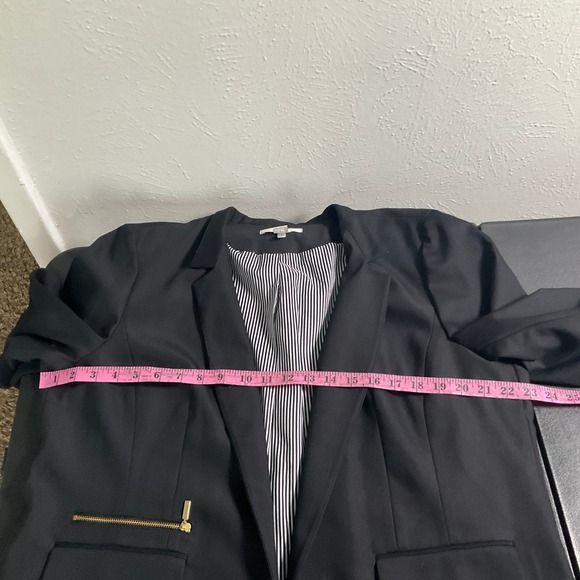 Chico's Blazer Jacket Gold Zipper Pockets Stretch Career Office Black Size 3 XL - Picture 11 of 14